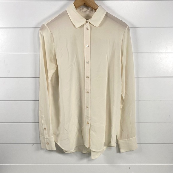Everlane Womens The Must Have Shirt Washable Silk 2 Ivory Button Up Traditional - Picture 1 of 8